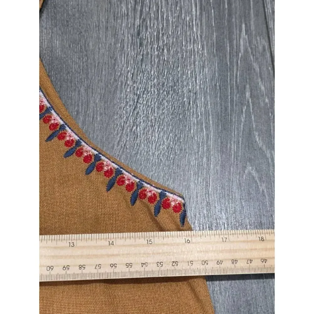 Andree by Unit Embroidered top Boho style Small Beige A004317 - Picture 3 of 8